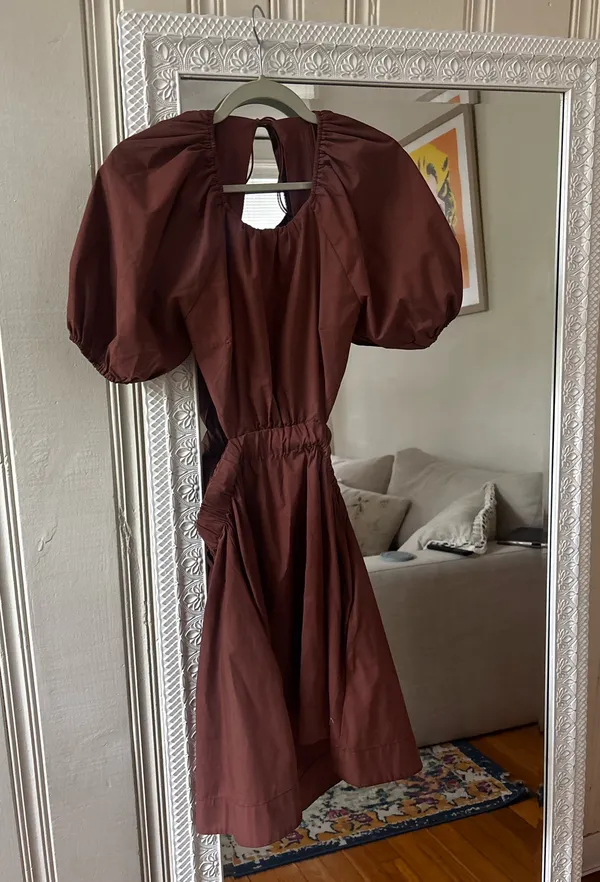 Abercrombie Brown Puff Sleeve Open Back Mini Dress - Image 2