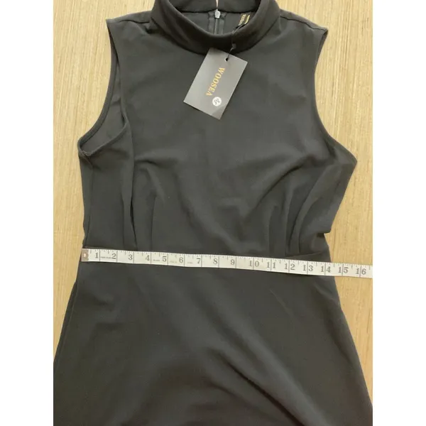 Woosea Sleeveless Maxi Mock Neck Side Slits cocktail Dress Womens Size M Black - Image 4