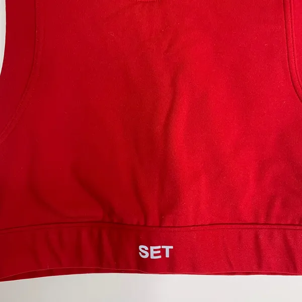 Set Active x Justine Skye Red High Neck Sports Bra Top Womens Small Apple Red - Image 4