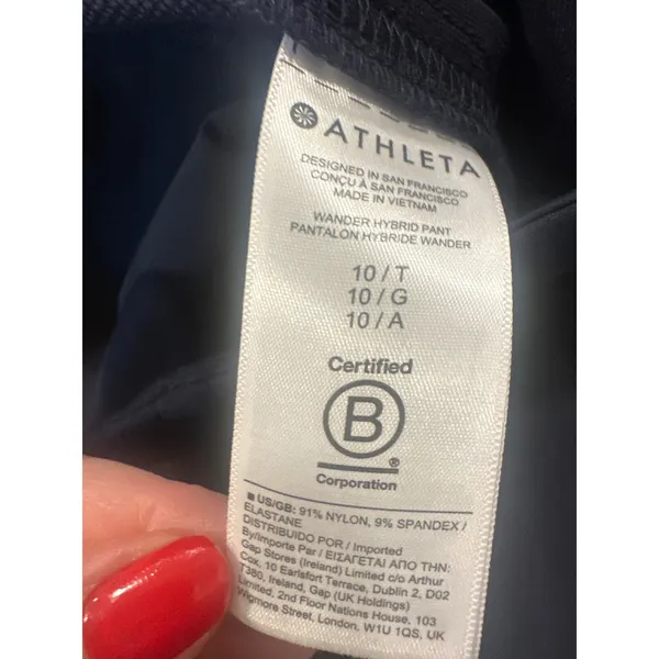 Athleta Wander Hybrid Pant Navy Blue Tapered Cargo Hiking Travel Womens 10 Tall - Image 8