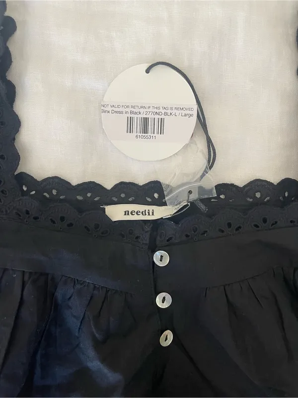 NWT Worth Collective size Large L Binx Mini Dress Cotton Black Needii Eyelet - Image 5