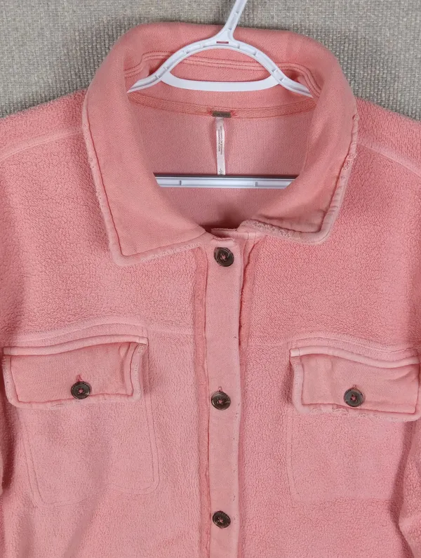 Free People Pink Fleece Shacket - Image 3
