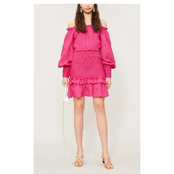 Alexis Marilena Smocked Off-shoulder Blouson-sleeve Dress Size‎ XS - Image 4