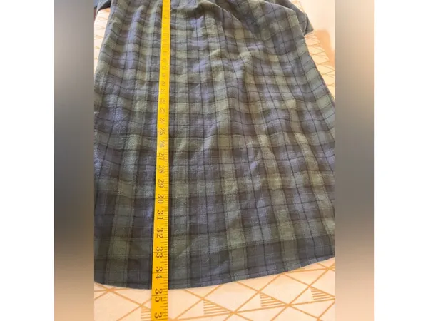 Madewell Navy and Green Plaid Flannel Mini Shirt Dress - Image 10