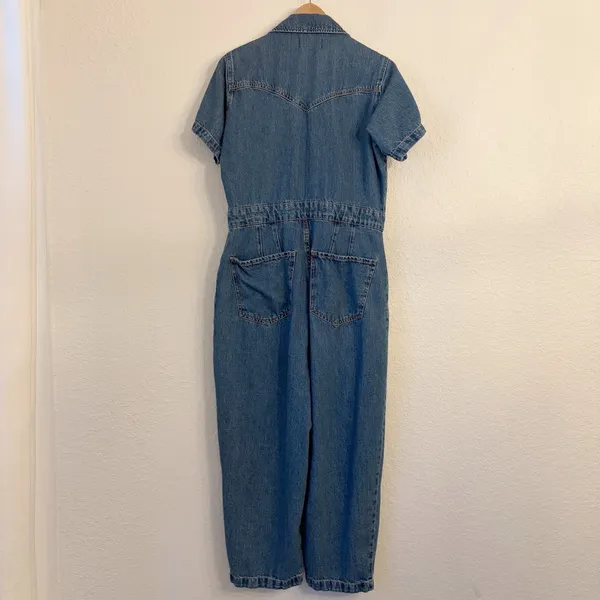 We The Free People Marla Trouser Coveralls Denim Jumpsuit M Utility Western Blue - Image 8