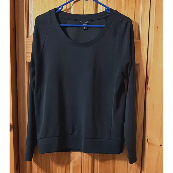 Athleta Seasoft Scoop Neck Sweatshirt Women's Small Black Pullover Modal Blend - Image 3