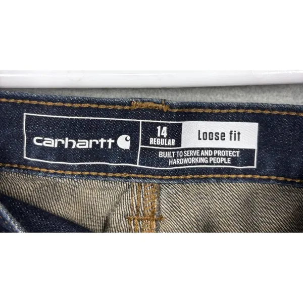 Carhartt Womens‎ Rugged Flex Loose Fit Straight Leg Jeans 14 Regular Dark Wash - Image 2