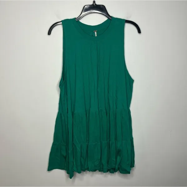 Free People green tank‎ tunic high neck size small oversized - Image 2