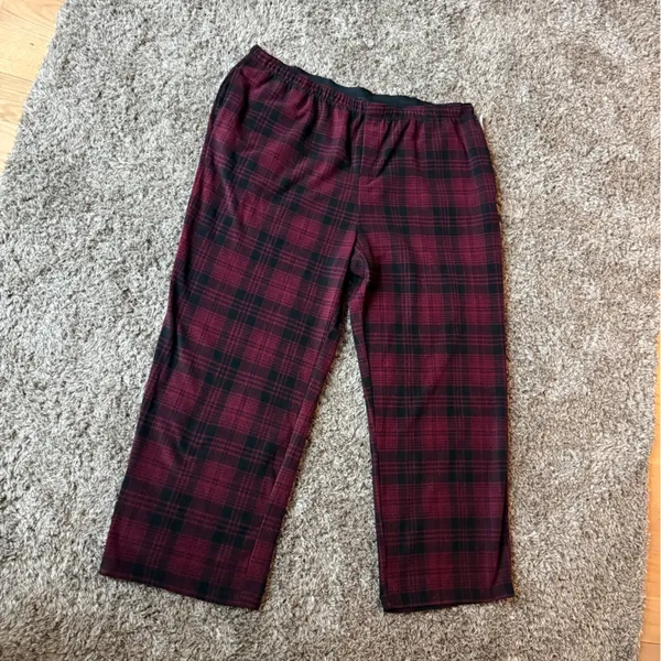 NWOT SKIMS Unisex Fleece Flannel Sleep pants Medium in Wine Plaid 4x - Image 2