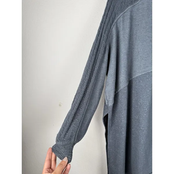 Free People My Girl Oversized Knit Tunic Top‎ Distressed Bohemian Blue Women's S - Image 6