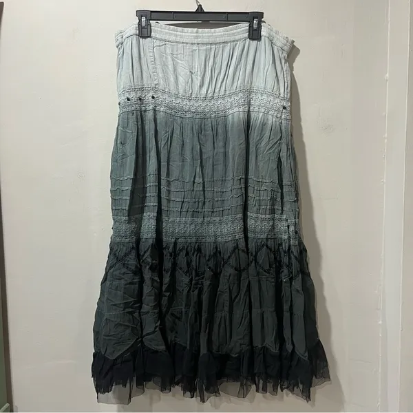 Vintage Molato Maxi Skirt Womens Large Art To‎ Wear Mesh Overlay Boho Artsy Gray - Image 6