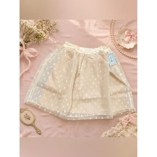 Ivory Swiss Dot Mesh Overlay Mini Skirt NWT Size Medium‎ Tulip B coquette - Image 9