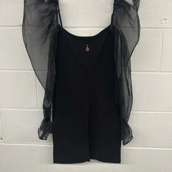 New nwt Nookie Sz xxs 00 Eleganza Mini Dress black, long sleeve LB tulle stretch - Image 8
