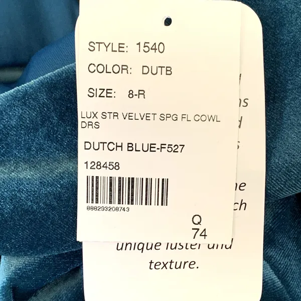 NWT After‎ Six Velvet Flutter Sleeve Dress in Dutch Blue - Image 9