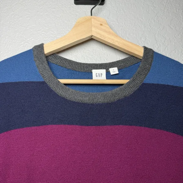 Gap Women's Small Rainbow Stripe Multicolor Merino Wool Blend Crewneck Sweater - Image 6