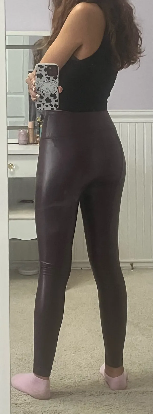 Purple Faux Leather Leggings - Image 2