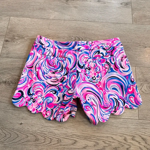 Lilly Pulitzer Buttercup Scallop Hem Shorts Rax Berry Flamingoals‎ Casual Size 0 - Image 2