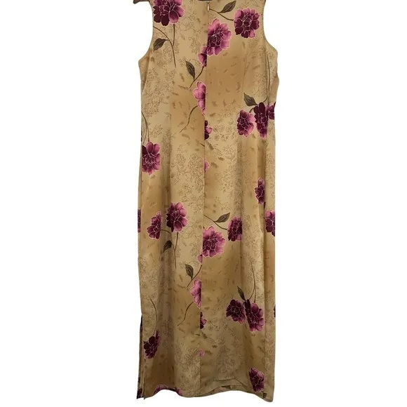 Laura Scott Vintage Boho Grunge‎ 90s Teacher Floral Maxi Dress Sleeveless Gold Phoebe Buffay - Image 2