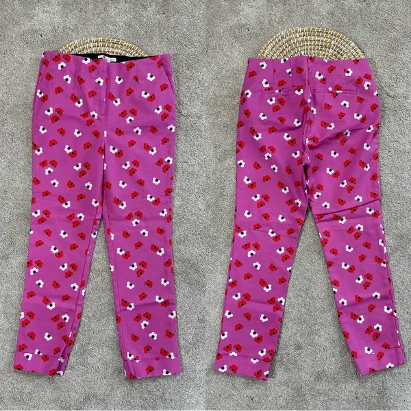 Boden Women’s Sorrento Kensington Floral Pants Trousers Mid Rise Stretch Pink 6R - Image 3