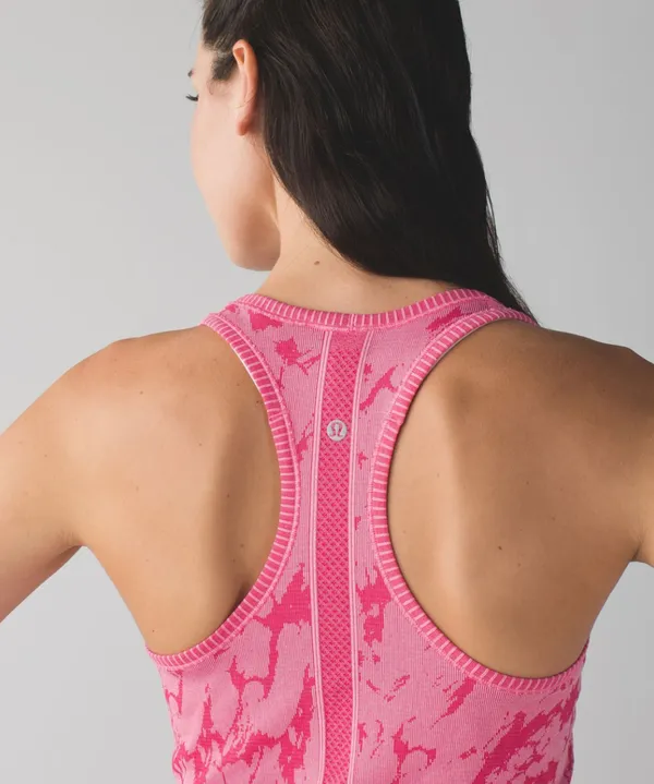 Lululemon Swiftly Tech Racerback Tank Heathered Bon Bon Sz 6 Pink Static Pattern - Image 3