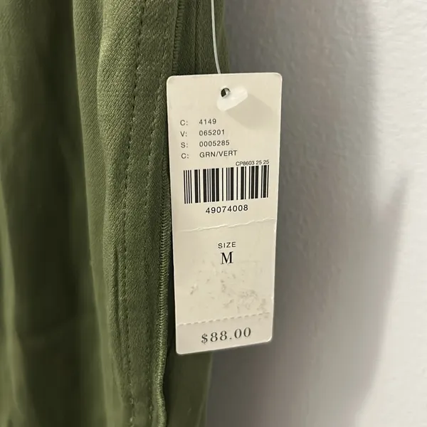 Anthropologie Saturday Sunday Olive Satin Wide Leg Pull On Pants - Image 9