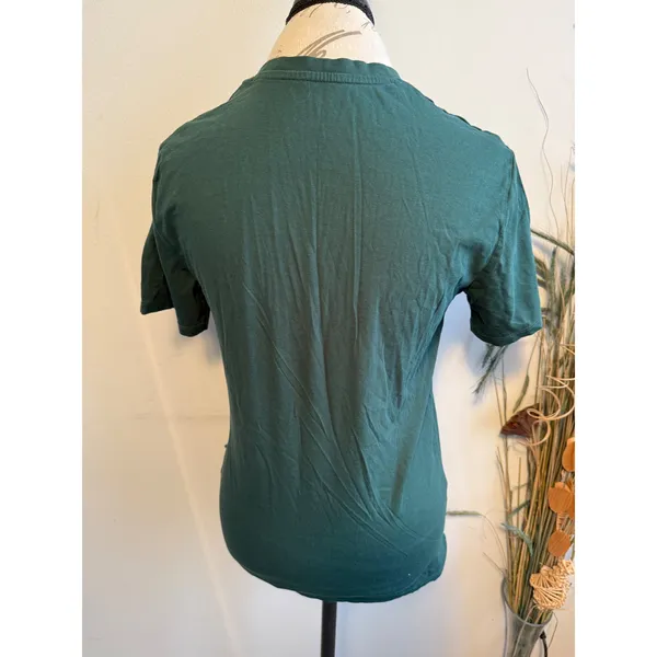 Armani Exchange Womens V-Neck Graphic Tee Forest Green‎ Logo T-Shirt Size S flaw - Image 4