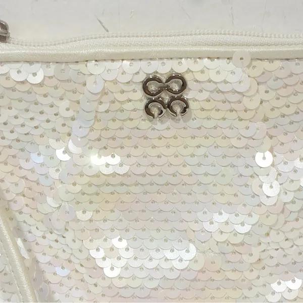 COACH 45395 Audrey Sequins Small Wristlet Pouch Purse Wallet Ivory - Image 2