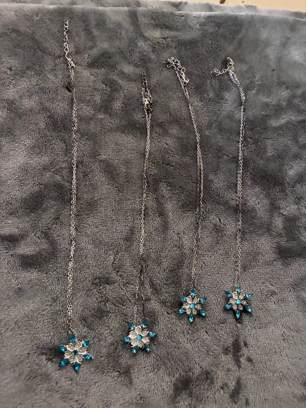 Blue Crystal Snowflake Necklace – Elegant Winter Pendant Multiple - Image 3