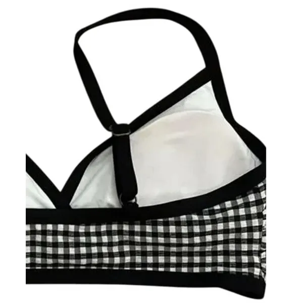 NWT Andie Swim The Cove Bikini Top Checkered Print Removable Cups L Black White - Image 5