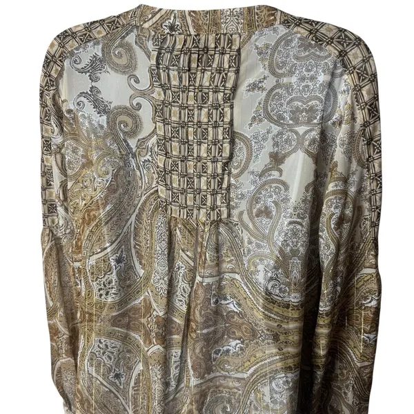 Lane Bryant Brown Paisley‎ Tinsel Sheer Tunic Bohemian Peasant Career 18/20 - Image 7