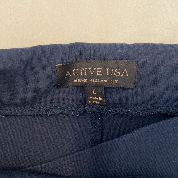 ActiveUSA szL blue elastic wrap front waist leggings great closet staple GUC - Image 5
