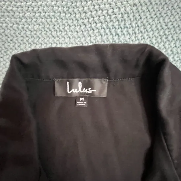 Lulus Dress Women Medium Black Button Up Collared Knee Length Dress With Pockets - Image 6