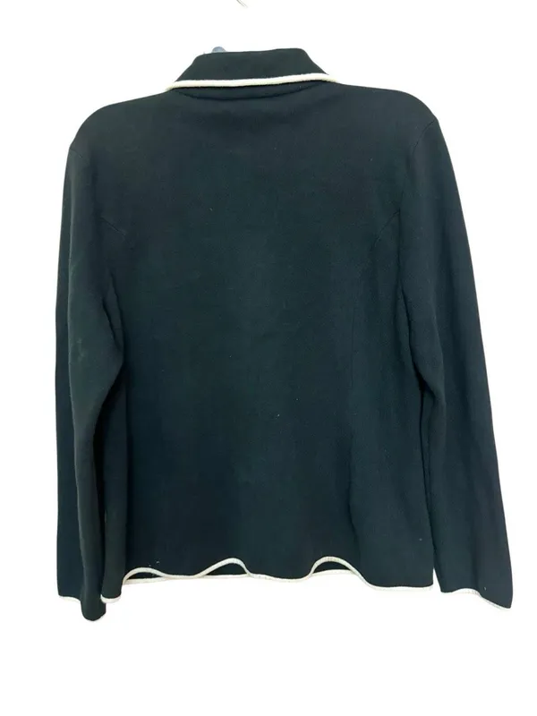 NWT Lauren Ralph Lauren Black Knit Blazer with Contrast White Piping size PL - Image 2