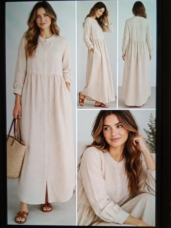 Pomander Place Tuckernut Pampas Lydell Maxi Dress Hemp Maxi Cottage Coastal M - Image 2