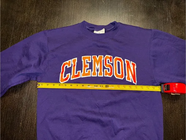 Vintage Champion Clemson Tigers Purple Sweatshirt Orange & White Logo - Image 4