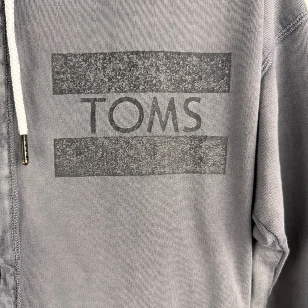 TOMS Women's Large ZIP-UP HOODIE Gray 100% Cotton Longer‎ Length - Image 3