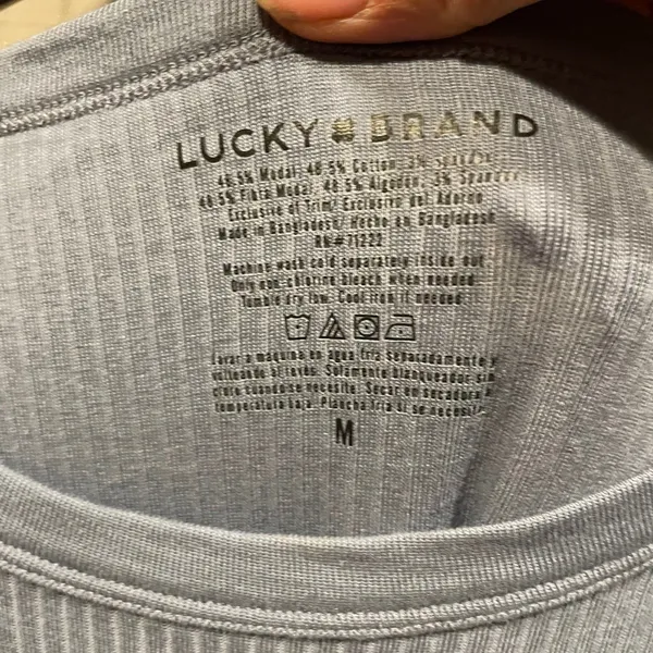 Cute Lucky Brand slate blue ribbed flowy stretchy top normcore classic everyday - Image 3
