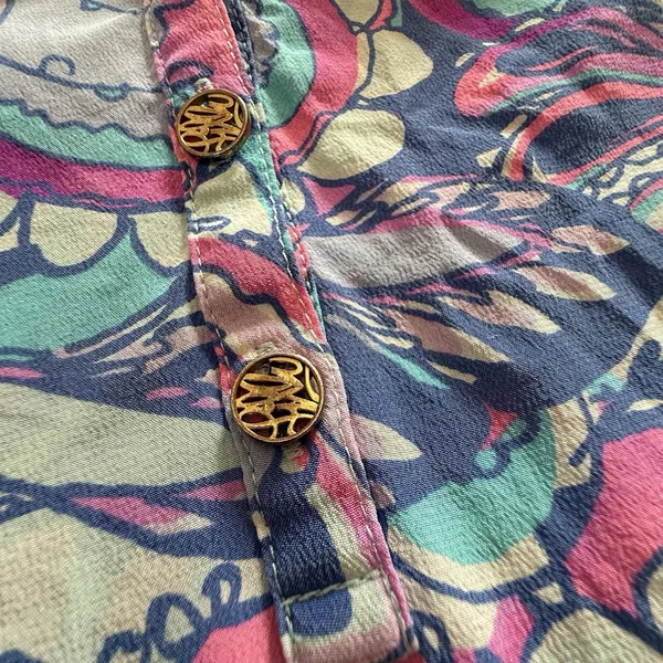 Lilly Pulitzer Elsa Silk Blouse Top Blue Pink Purple Multi Color Sz S Small - Image 2