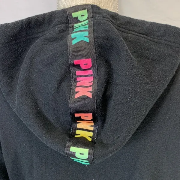 PINK Victoria’s Secret Full Zip Cropped Hoodie Black Size M - Image 5