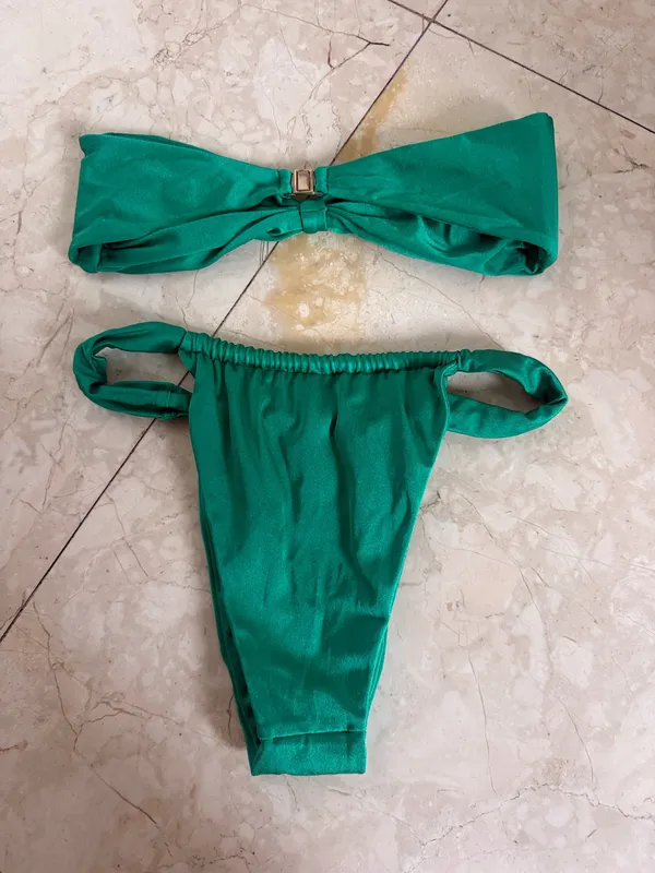 Green Satin Bikini Set - Image 2