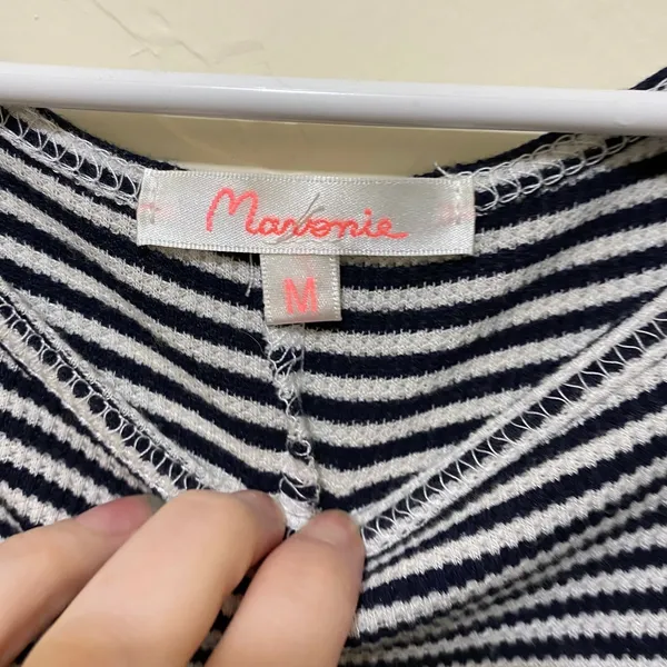 Marvenie Navy & White Stripe Tunic Dress Size Medium M Short‎ Sleeves Womens - Image 4