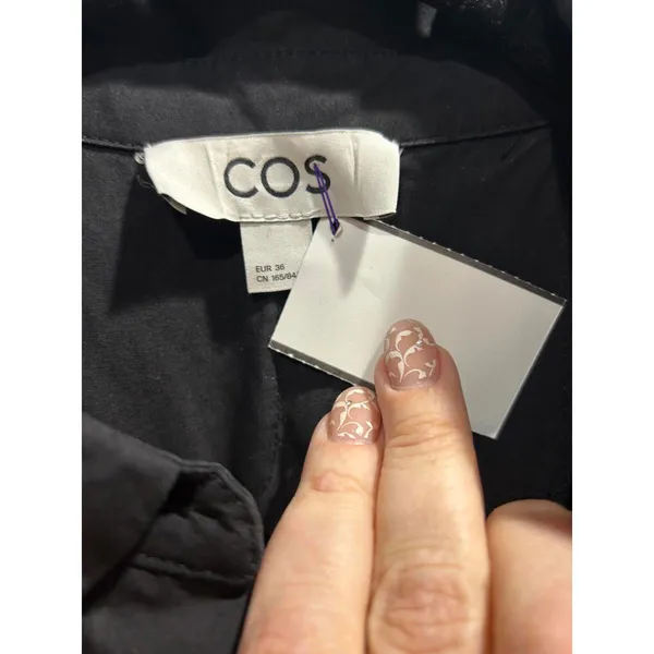 COS Black Short Sleeve Shirt Dress with PocketsSz EU36 - Image 4