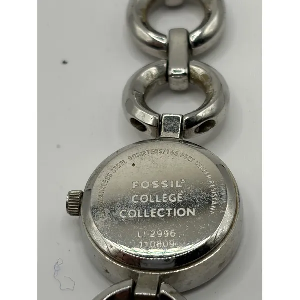 Fossil College Collection Texas A‎ & M Logo Maroon Face Silver Chain Watch - Image 4