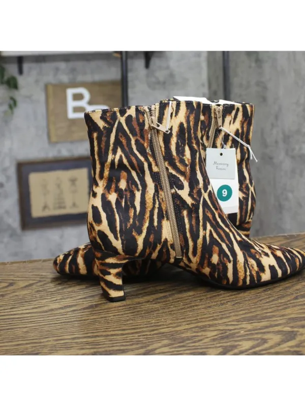 NWT A New Day Womens Tigris Boots Block Heel 94568630 Tiger Print Brown 9M - Image 8