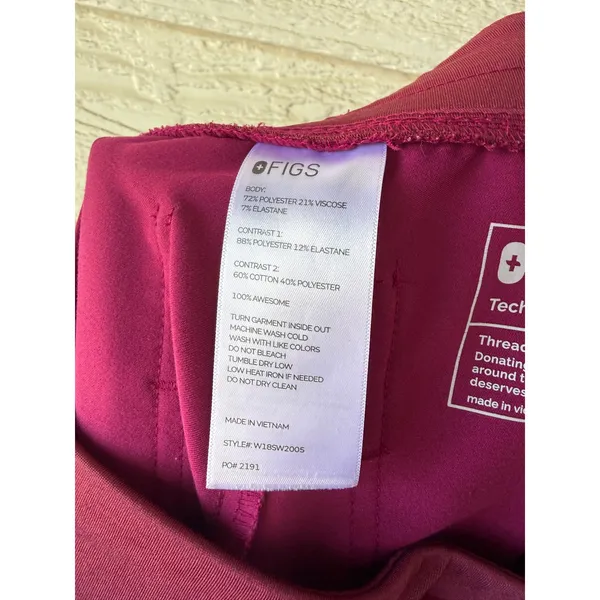 FIGS Women Dark Magenta‎ Zamora Scrub Jogger Pants PO 2191 Size XXS - Image 4