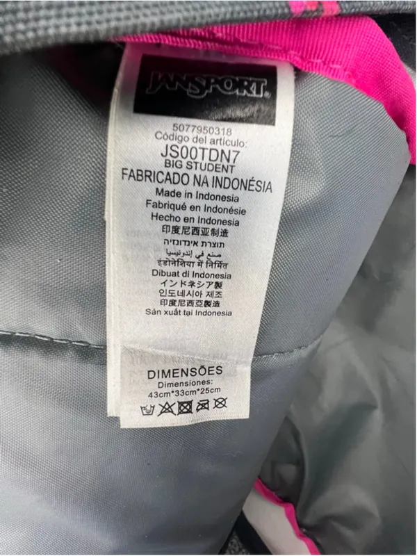 Jansport Grey And Pink Seahorse Print School Travel Laptop Book Bag Backpack - Image 9