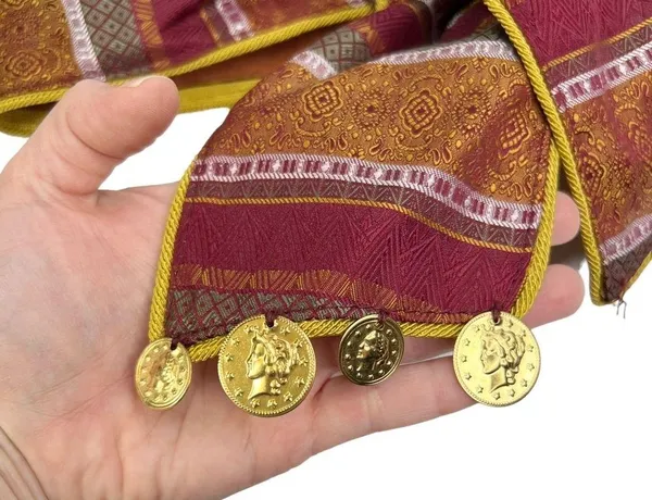 NWT Vintage Omega Fabric Wide Bohemian Coin Belt - Image 3