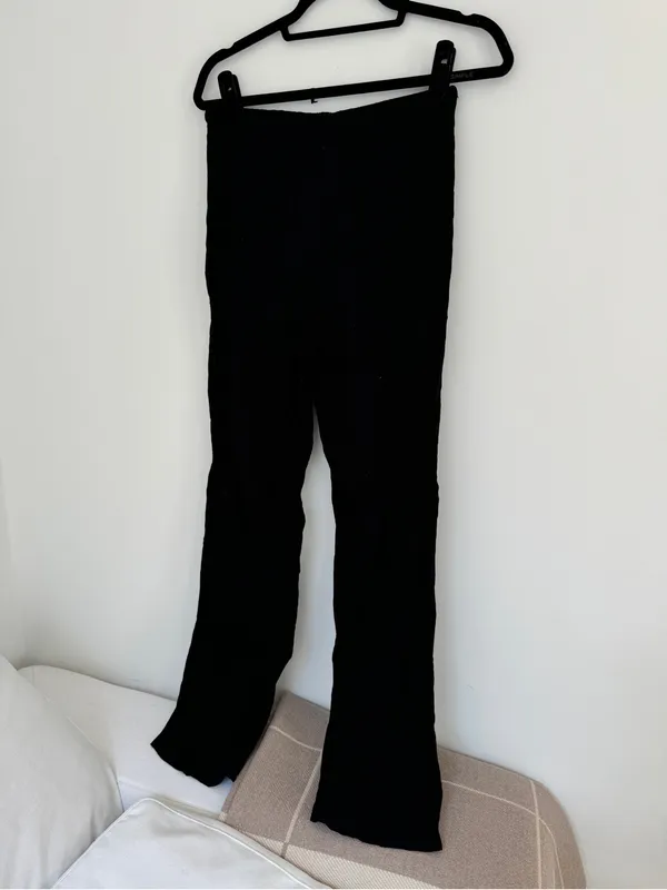 Zara Black Drawstring Crinkle Pants - Image 3