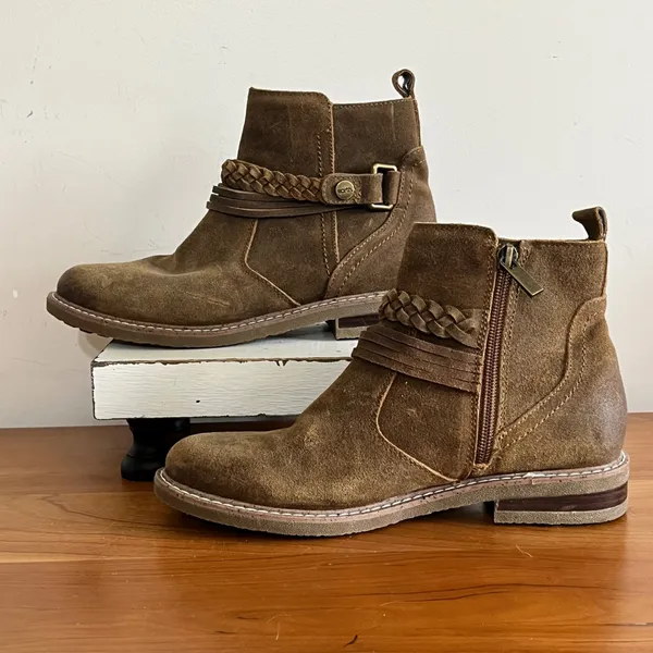 Earth Jeno Brown Suede Leather Braided Ankle Boots Womens‎ 6.5 M ETJENO - Image 3