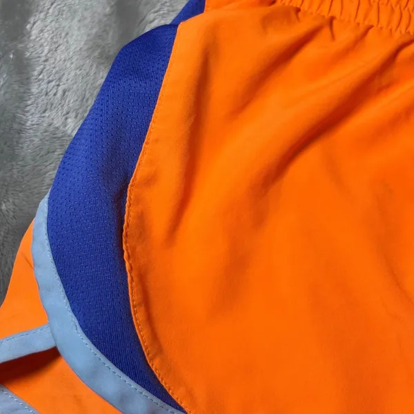Nike Dri-FIT Womens Size Medium Running Shorts Orange‎ Blue Athletic Gym Workout - Image 12